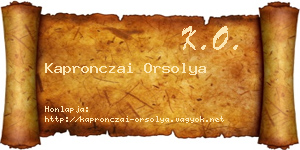 Kapronczai Orsolya névjegykártya