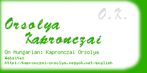 orsolya kapronczai business card